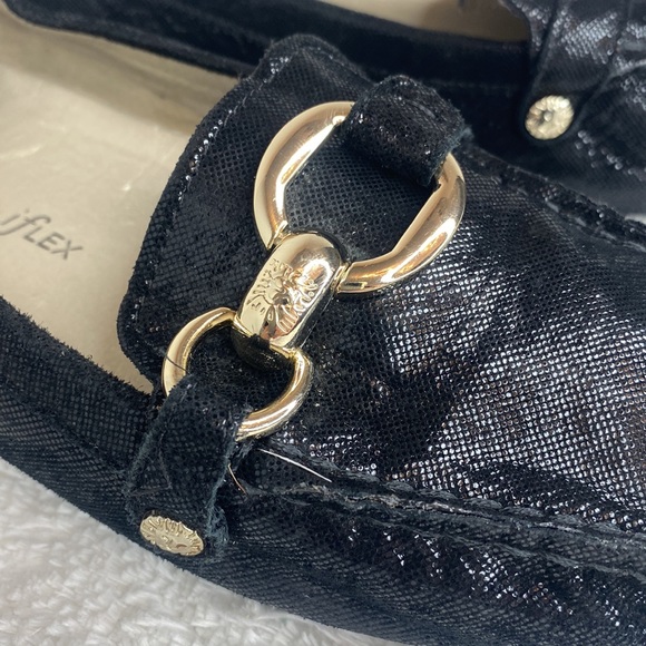 ANNE KLEIN "Myles " Black Snake Skin Loafers Gold Bit 9 - Picture 8 of 10